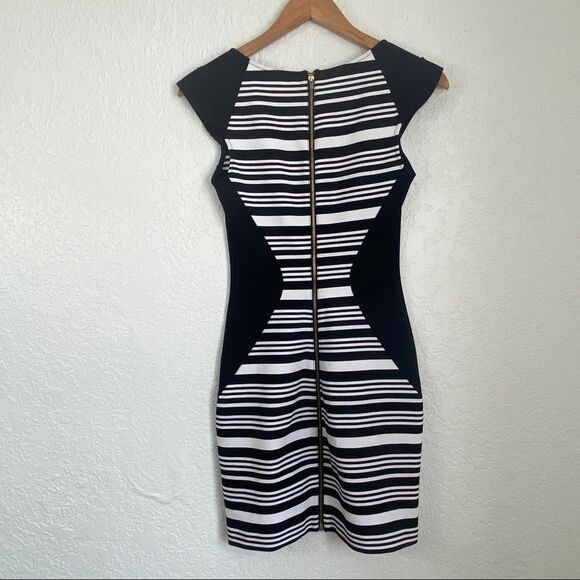 Express Black & White Striped Sheath Dress Sz 0 - Picture 7 of 13
